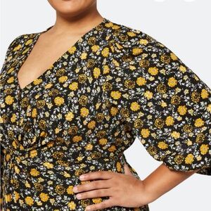 Skies Are Blue Floral Mini Dress - Black and Yellow